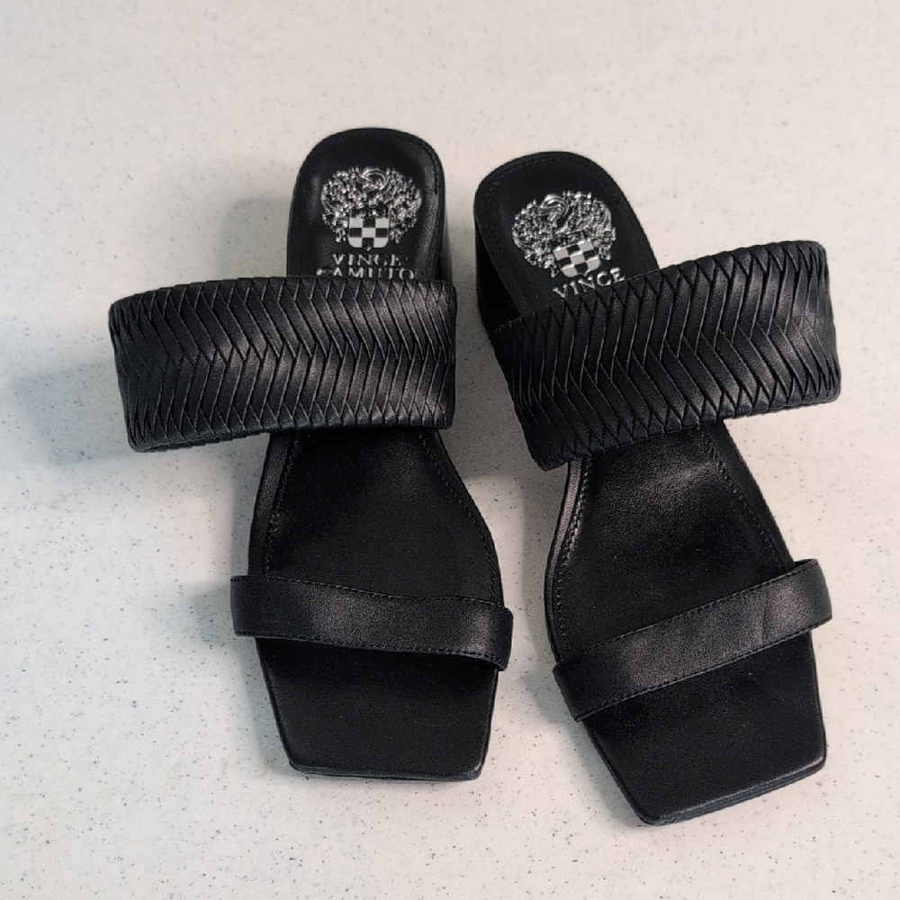 Vince Camuto Black Woven Strap Sandals